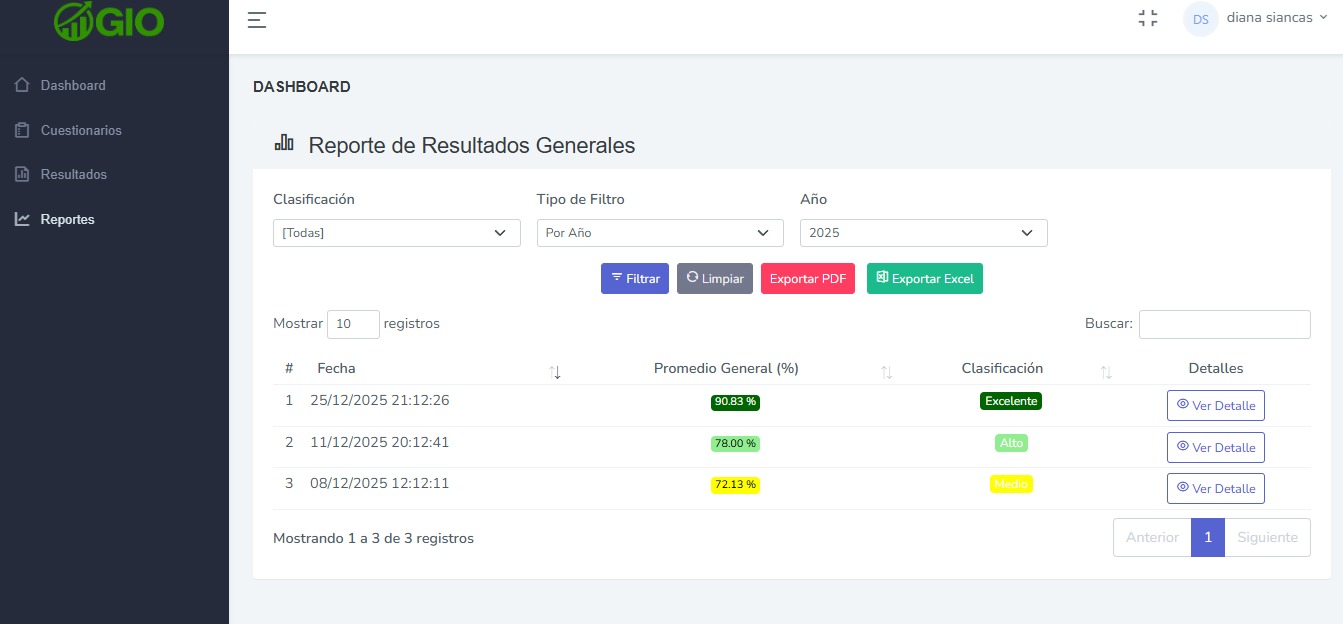 Descarga de resultados